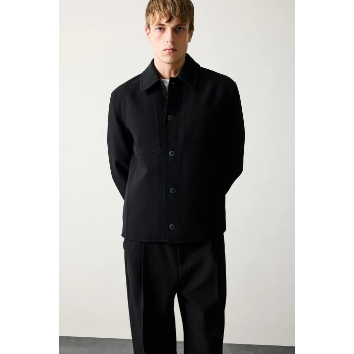 Defacto G6393AXBK27 Siyah Regular Fıt Polo Yaka Astarlı Blazer Ceket
