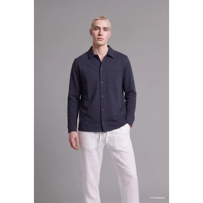 Defacto H6548AXNV146 Lacivert Regular Fit Çift Cepli Gömlek Ceket