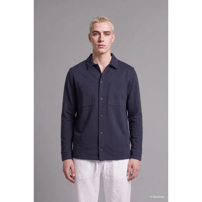 Defacto H6548AXNV146 Lacivert Regular Fit Çift Cepli Gömlek Ceket