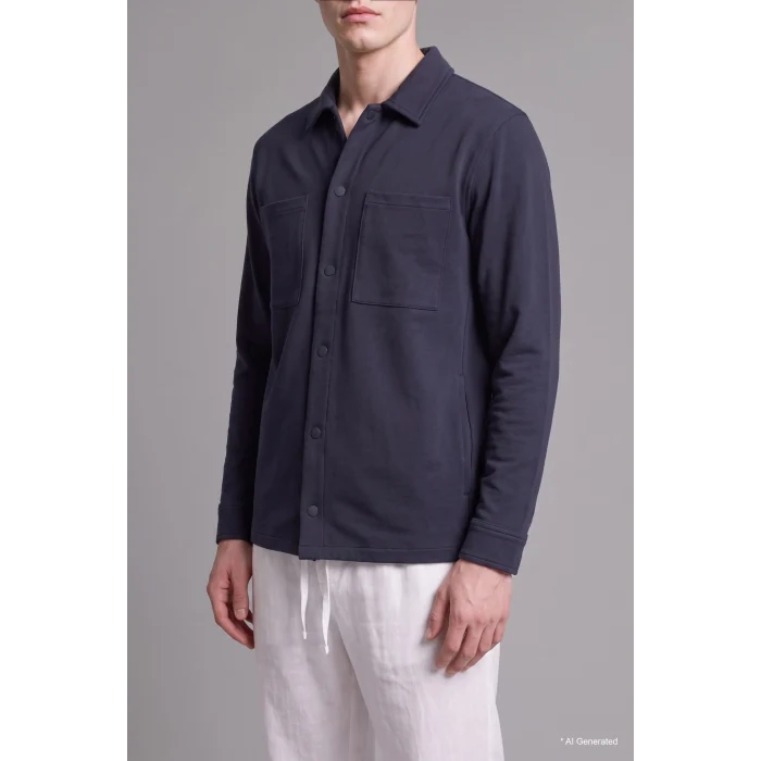Defacto H6548AXNV146 Lacivert Regular Fit Çift Cepli Gömlek Ceket
