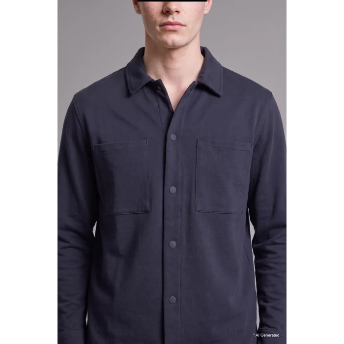Defacto H6548AXNV146 Lacivert Regular Fit Çift Cepli Gömlek Ceket