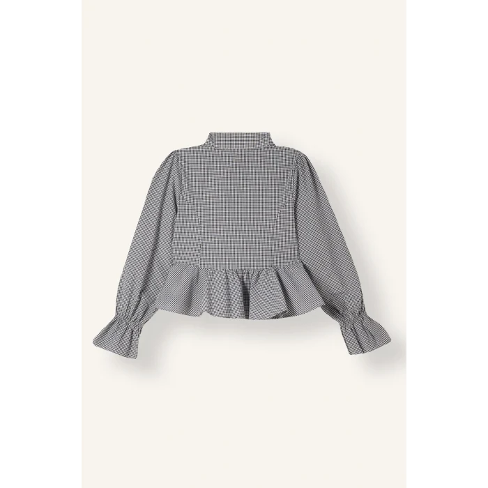 Defacto I5191AXBK81 Siyah Pötikare Desenli Peplum Fitted Hakim Yaka Uzun Kollu Gömlek
