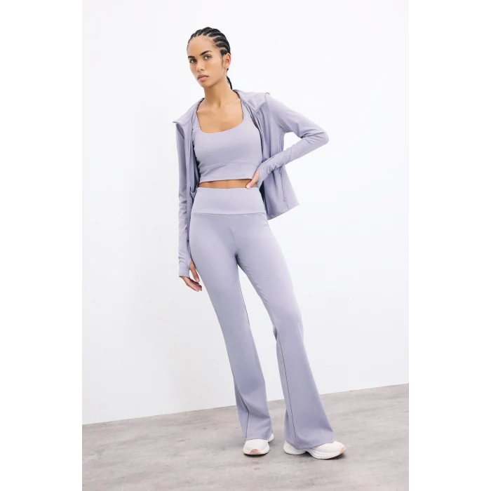 Defacto C9192AXPR522 Mor Esnek Kumaş Aırtech Flare Fit Yüksek Bel Beli Saran Sporcu Pantolon