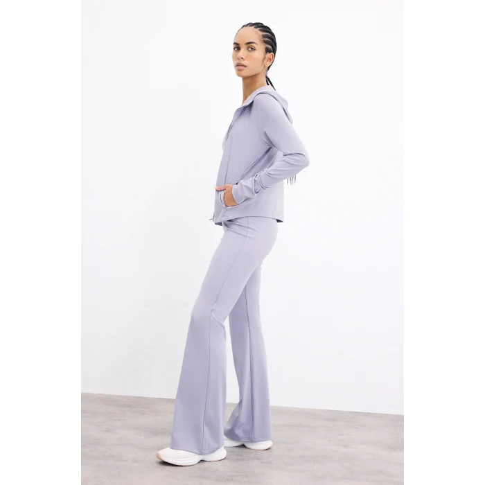 Defacto C9192AXPR522 Mor Esnek Kumaş Aırtech Flare Fit Yüksek Bel Beli Saran Sporcu Pantolon