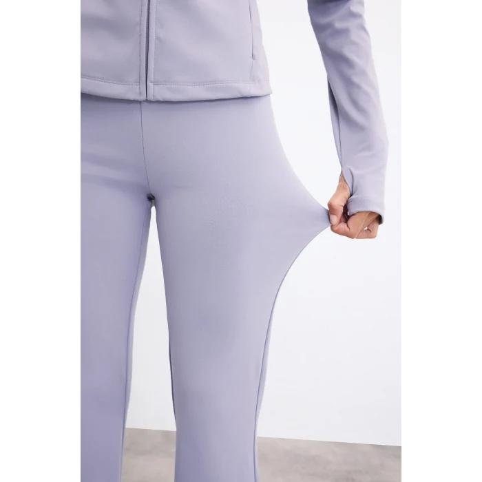 Defacto C9192AXPR522 Mor Esnek Kumaş Aırtech Flare Fit Yüksek Bel Beli Saran Sporcu Pantolon