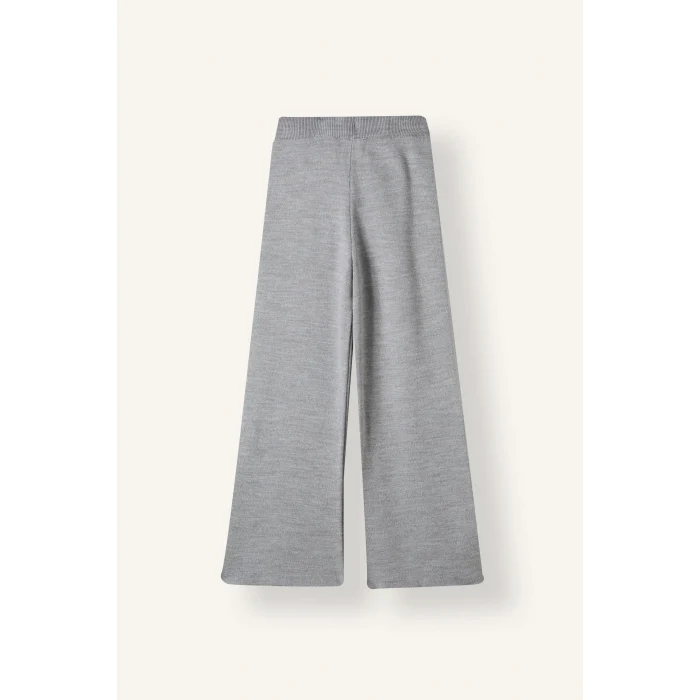 Defacto I7456A8GR127 Gri Wide Leg Paçası Fiyonk Detaylı Triko Pantolon Kız Çocuk