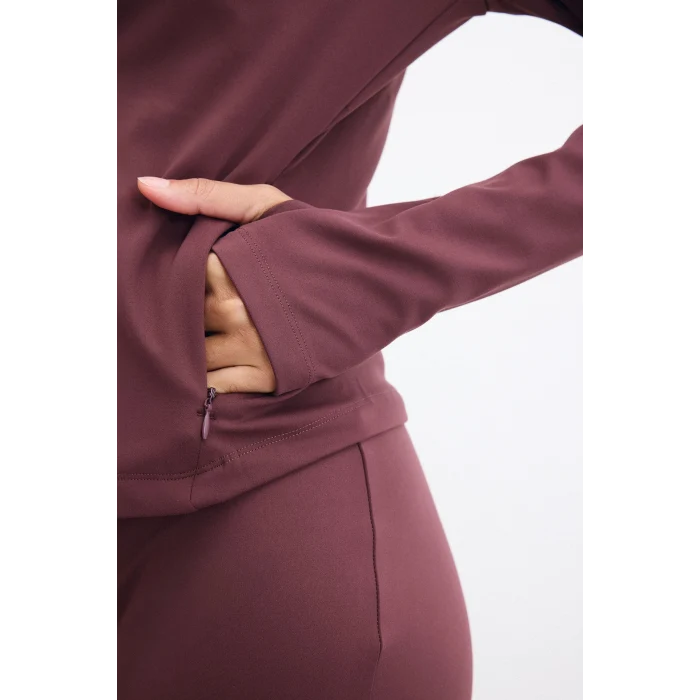Defacto H5289AXBR93 Bordo Sıcak Tutan Slım Fıt Kapüşonlu İçi Yumuşak Tüylü Fermuarlı Uzun Kollu Sporcu Sweatshirt Hırka