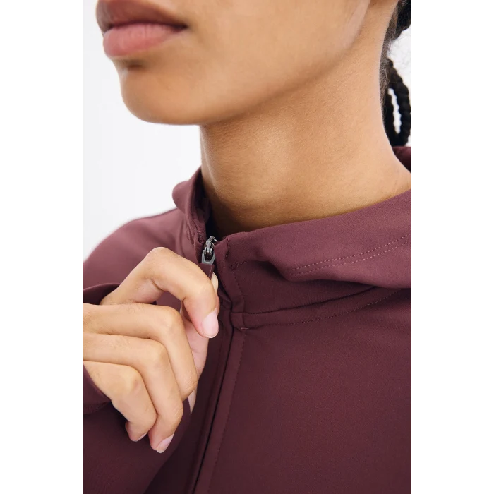 Defacto H5289AXBR93 Bordo Sıcak Tutan Slım Fıt Kapüşonlu İçi Yumuşak Tüylü Fermuarlı Uzun Kollu Sporcu Sweatshirt Hırka
