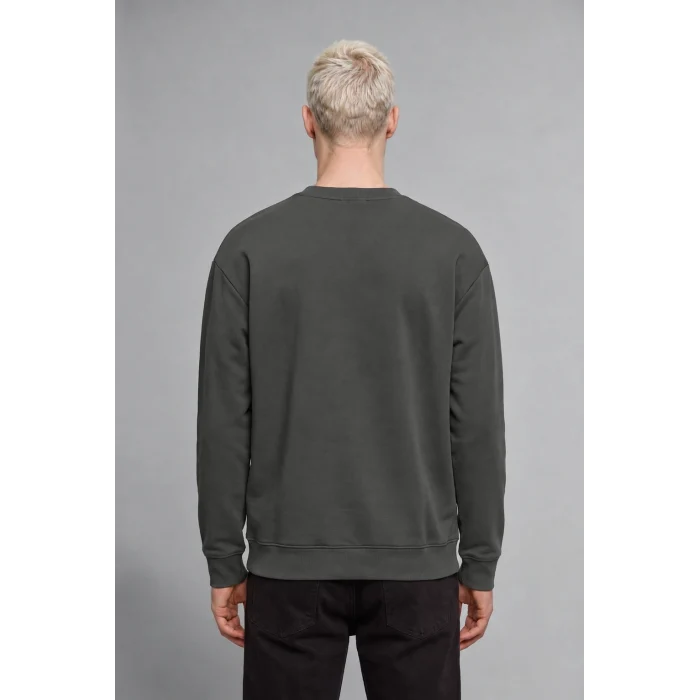 Defacto X8282AZKH398 Haki Boxy Fıt Bisiklet Yaka Baskılı Uzun Kollu Sweatshırt