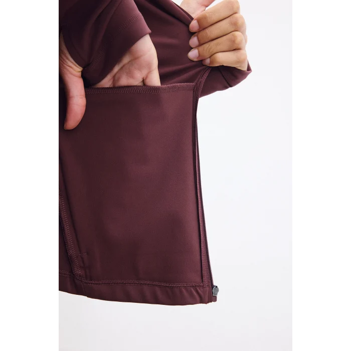 Defacto H5289AXBR93 Bordo Sıcak Tutan Slım Fıt Kapüşonlu İçi Yumuşak Tüylü Fermuarlı Uzun Kollu Sporcu Sweatshirt Hırka
