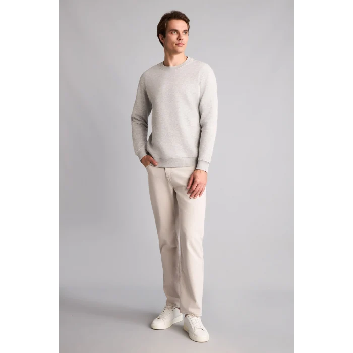Defacto H5180AXGR210 Gri Regular Fıt Bisiklet Yaka Basic Sweatshırt