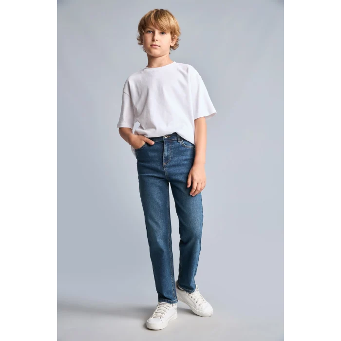 Defacto F0455A8NM41 Yeşil Straight Fit Klasik Düz Kesim Jean Pantolon Erkek Çocuk