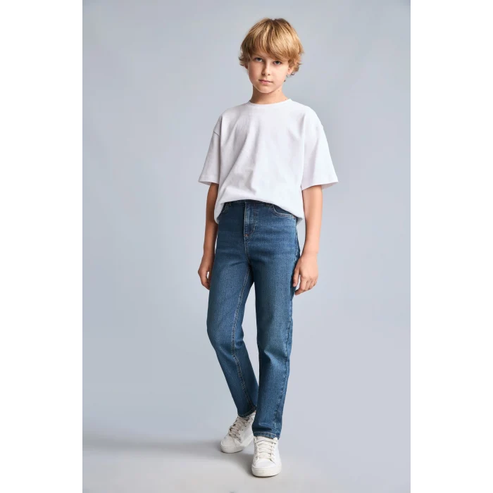 Defacto F0455A8NM41 Yeşil Straight Fit Klasik Düz Kesim Jean Pantolon Erkek Çocuk