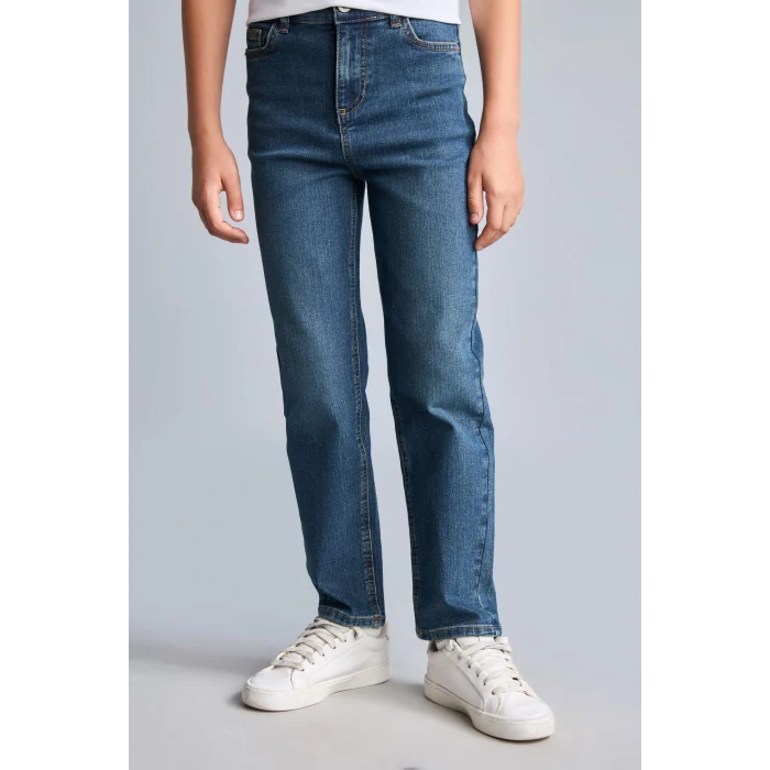Defacto F0455A8NM41 Yeşil Straight Fit Klasik Düz Kesim Jean Pantolon Erkek Çocuk