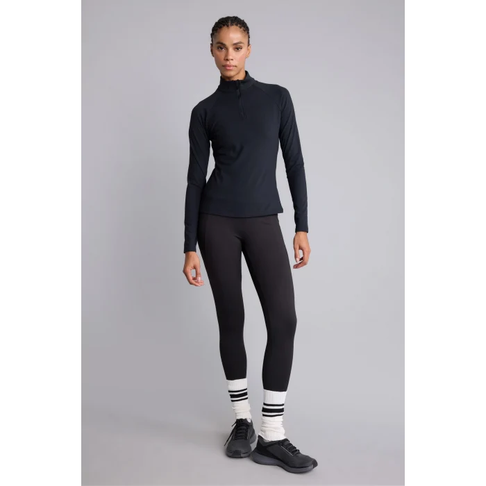 Defacto B0811AXBK81 Siyah Esnek Kumaş Warmtech Standart Fit Dik Yaka Fermuarlı İçi Yumuşak Tüylü Sporcu Uzun Kollu Tişört