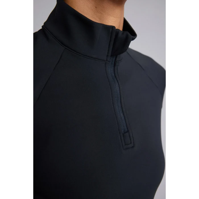 Defacto B0811AXBK81 Siyah Esnek Kumaş Warmtech Standart Fit Dik Yaka Fermuarlı İçi Yumuşak Tüylü Sporcu Uzun Kollu Tişört