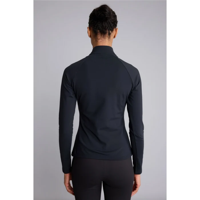 Defacto B0811AXBK81 Siyah Esnek Kumaş Warmtech Standart Fit Dik Yaka Fermuarlı İçi Yumuşak Tüylü Sporcu Uzun Kollu Tişört