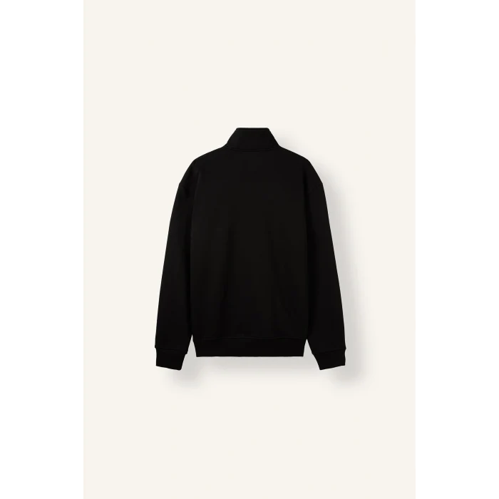 Defacto X7405AZBK81 Siyah Regular Fit Dik Yaka Yarım Fermuarlı Basic Sweatshirt