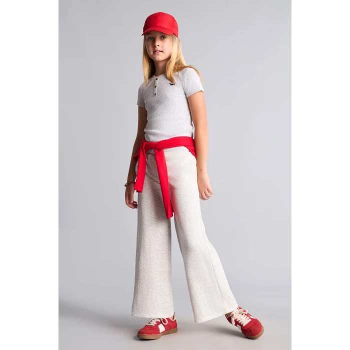 Defacto I3160A8GR421 Gri Fitilli Örme Wide Leg Kız Çocuk Pantolon