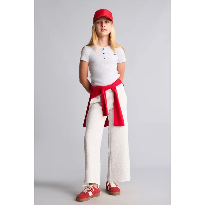 Defacto I3160A8GR421 Gri Fitilli Örme Wide Leg Kız Çocuk Pantolon