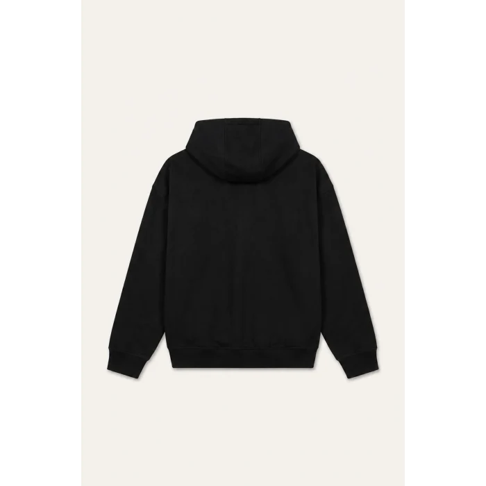 Defacto H4428AXBK81 Siyah Boxy Fit Şerit Detaylı Kapüşonlu Fermuarlı Basic Sweatshirt Hırka