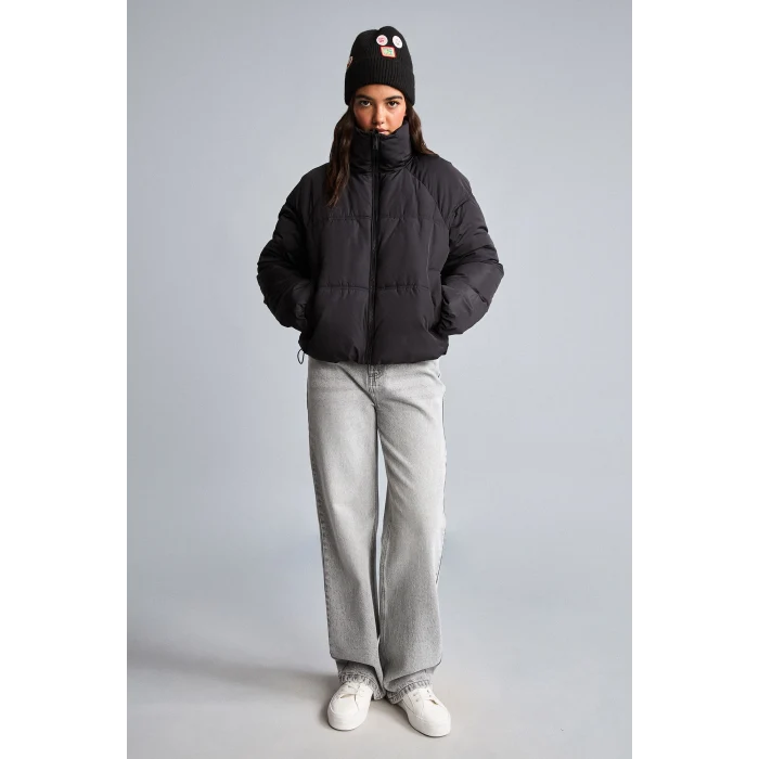 Defacto H3822AXBK81 Siyah Regular Fit Dik Yaka Şişme Mont