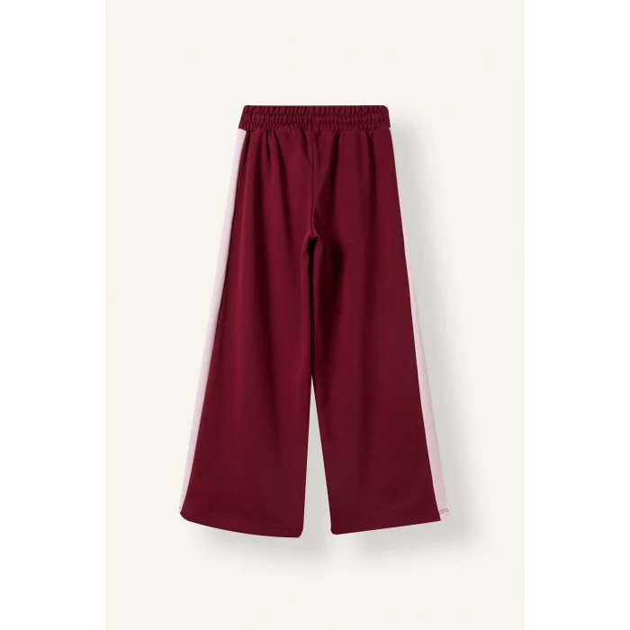 Defacto I7533A8BR204 Bordo Yan Şeritli Kolej Baskılı Wide Leg Eşofman Altı Kız Çocuk