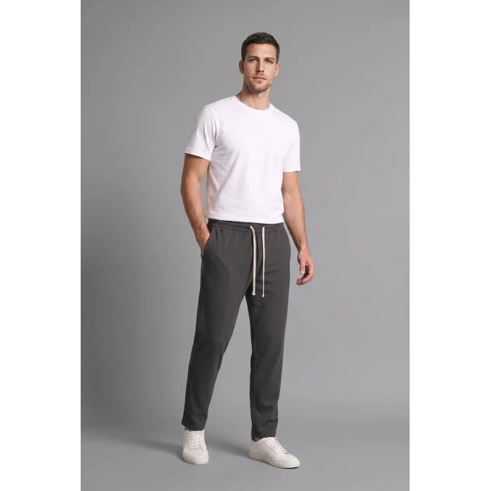 Defacto F0309AXAR138 Antrasit Regular Fit Beli Bağcıklı Düz Paça Cepli Eşofman Altı
