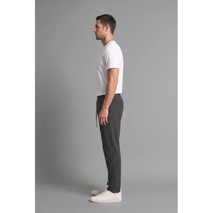 Defacto F0309AXAR138 Antrasit Regular Fit Beli Bağcıklı Düz Paça Cepli Eşofman Altı