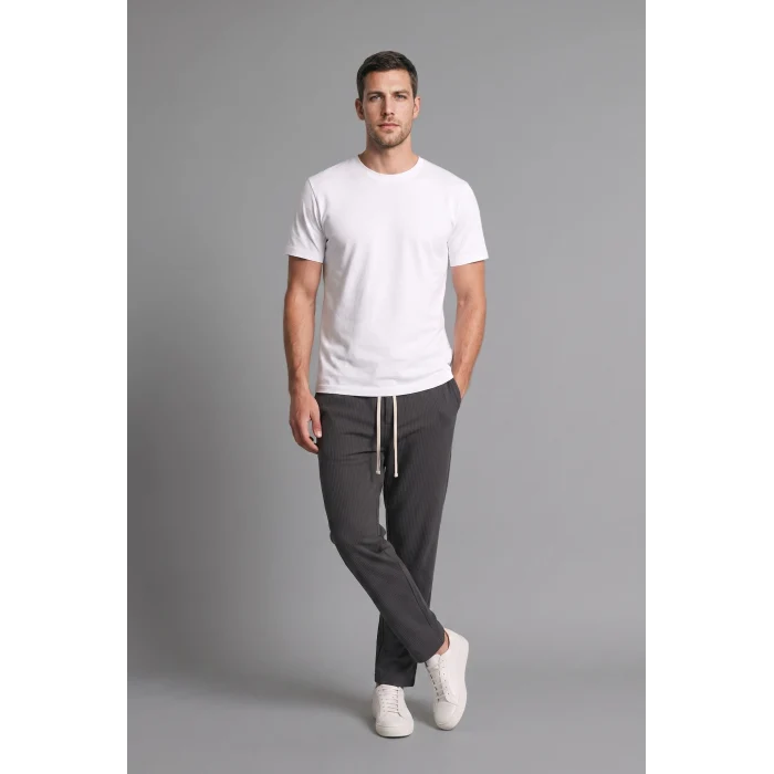 Defacto F0309AXAR138 Antrasit Regular Fit Beli Bağcıklı Düz Paça Cepli Eşofman Altı