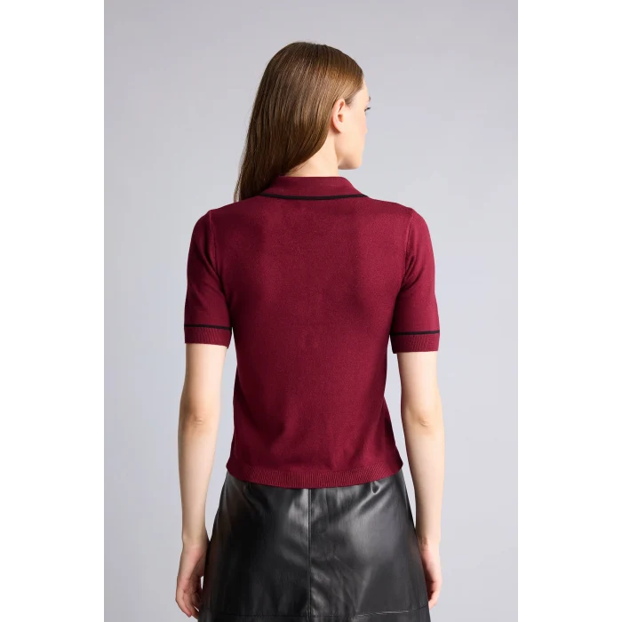 Defacto G9226AXBR506 Bordo Ultra Yumuşak Regular Fıt Polo Yaka Kısa Kollu Tişört