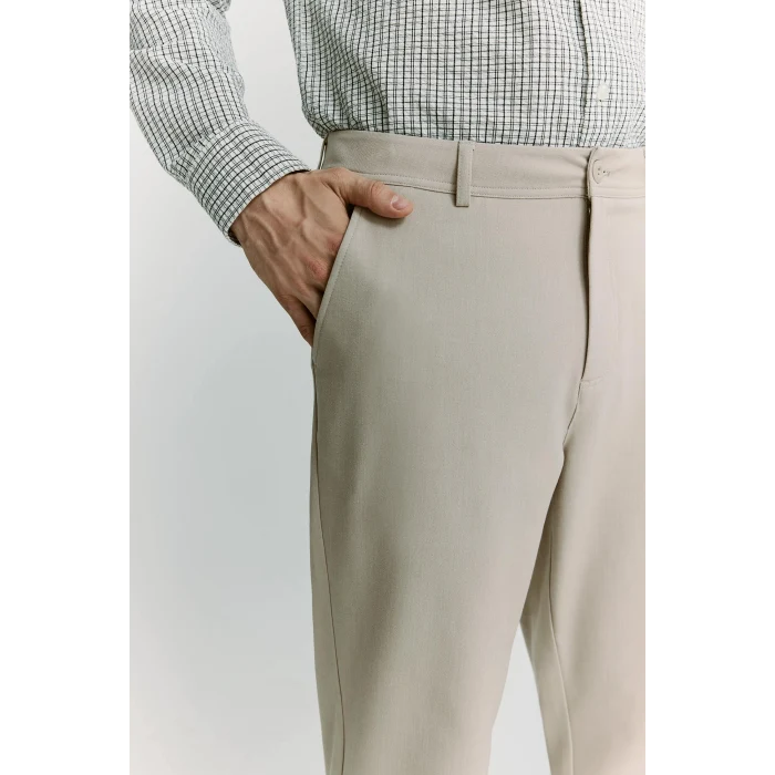 Defacto C7508AXBG766 Bej Taılored Fit Düz Paça Pantolon