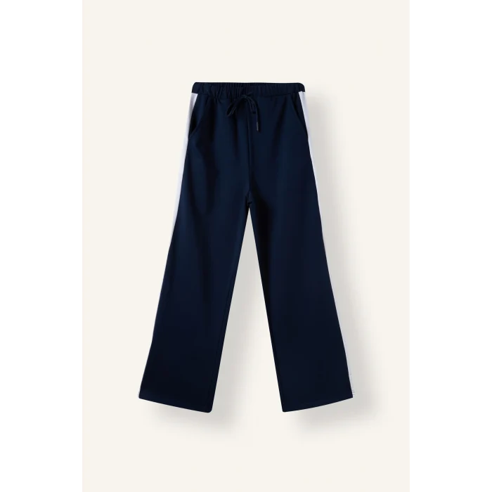 Defacto I8955AXNV238 Lacivert Straight Fit Yan Şerit Detaylı Beli Lastikli Düz Paça Cepli Eşofman Altı