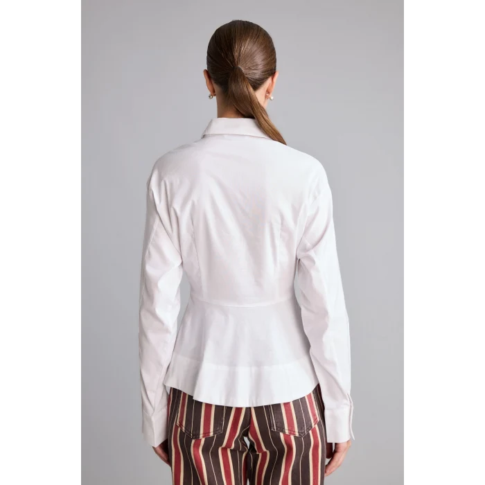 Defacto I4741AXWT36 Beyaz Fıtted Bengalin Peplum Uzun Kollu Gömlek