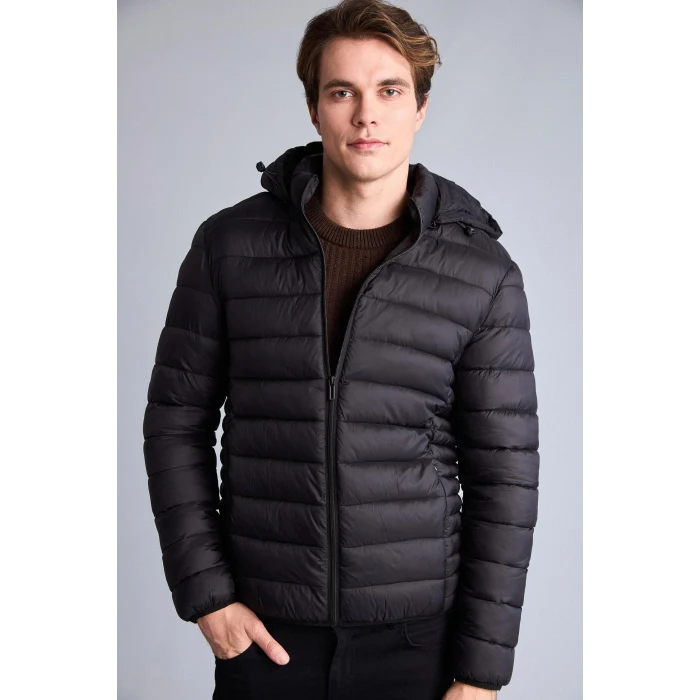 Defacto N4661AZBK27 Siyah Sıcak Tutan Su İtici Slim Fit Mont