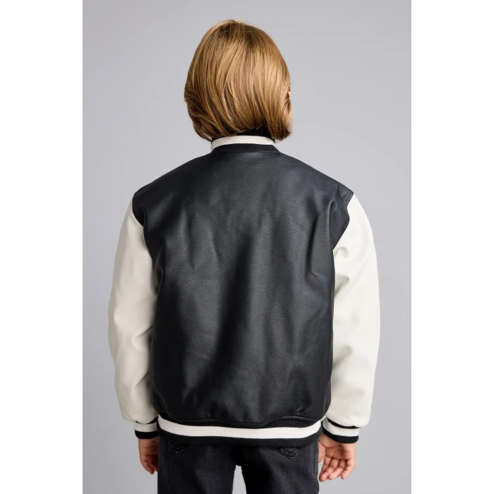 Defacto G9514A8BK27 Siyah Kolej Yaka Bomber Tafta Mont Erkek Çocuk