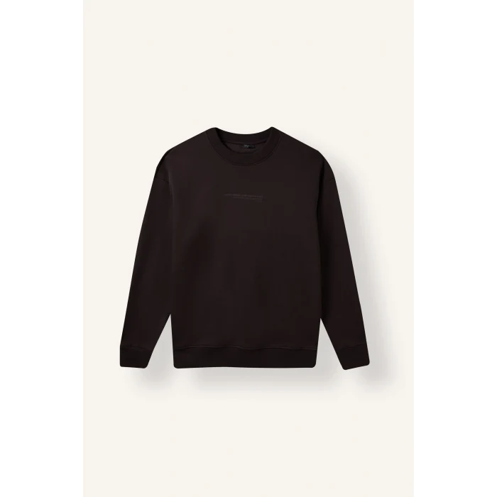 Defacto X8282AZBN337 Kahve Boxy Fıt Bisiklet Yaka Baskılı Sweatshirt