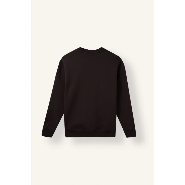 Defacto X8282AZBN337 Kahve Boxy Fıt Bisiklet Yaka Baskılı Sweatshirt