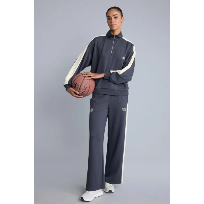 Defacto H4230AXAR104 Antrasit NBA Brooklyn Nets Yanı Şeritli Cepli Wide Leg Geniş Paça Dalgıç Kumaş Sporcu Eşofman Altı