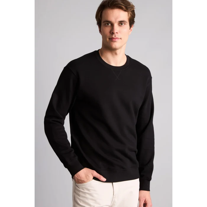 Defacto E8339AXBK81 Siyah Pamuklu Regular Fit Basic Sweatshirt