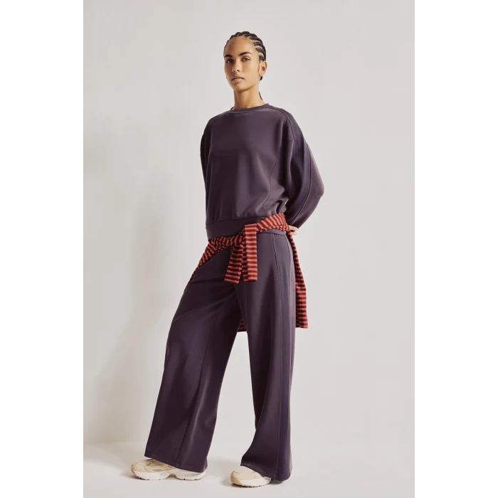 Defacto H4536AXPR467 Mor Ultra Yumuşak Oversize Bisiklet Yaka Dikiş Detaylı Modal Sporcu Basic Sweatshirt