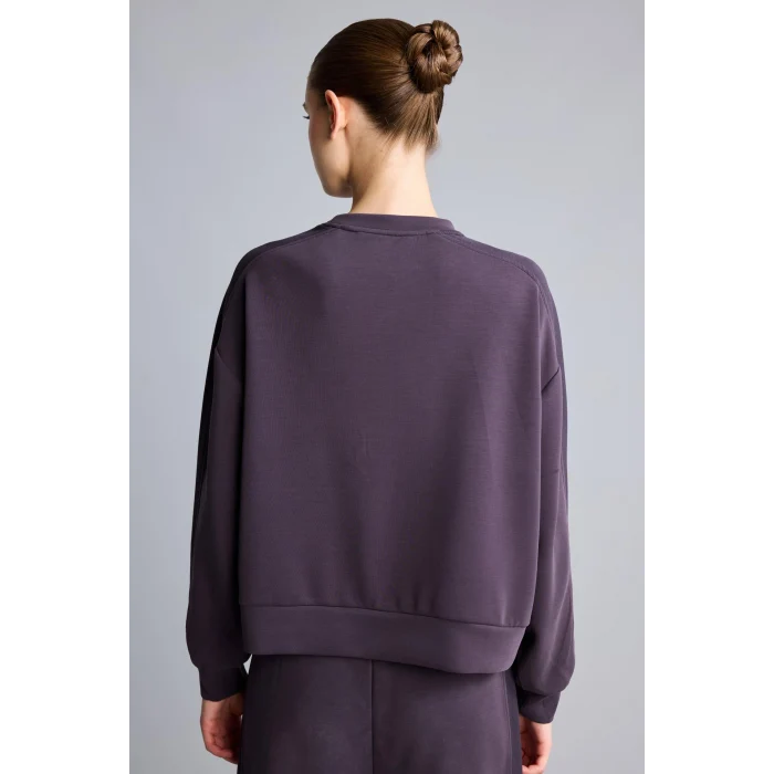 Defacto H4536AXPR467 Mor Ultra Yumuşak Oversize Bisiklet Yaka Dikiş Detaylı Modal Sporcu Basic Sweatshirt