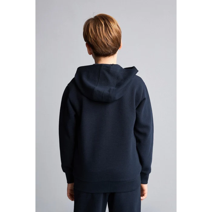 Defacto H2847A8NV253 Lacivert Kapüşonlu Basic Fermuarlı Cepli Sweatshirt Hırka Erkek Çocuk