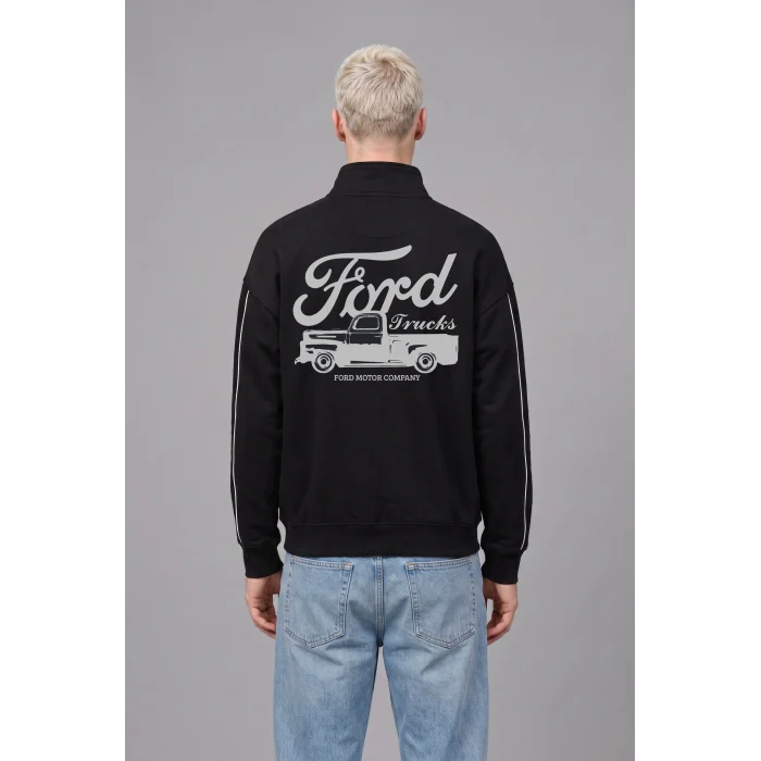 Defacto H4141AXBK81 Siyah Ford Motor Company Boxy Fıt Baskılı Kalın Sweatshirt