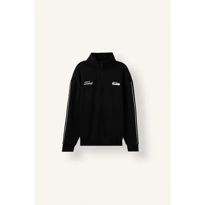 Defacto H4141AXBK81 Siyah Ford Motor Company Boxy Fıt Baskılı Kalın Sweatshirt