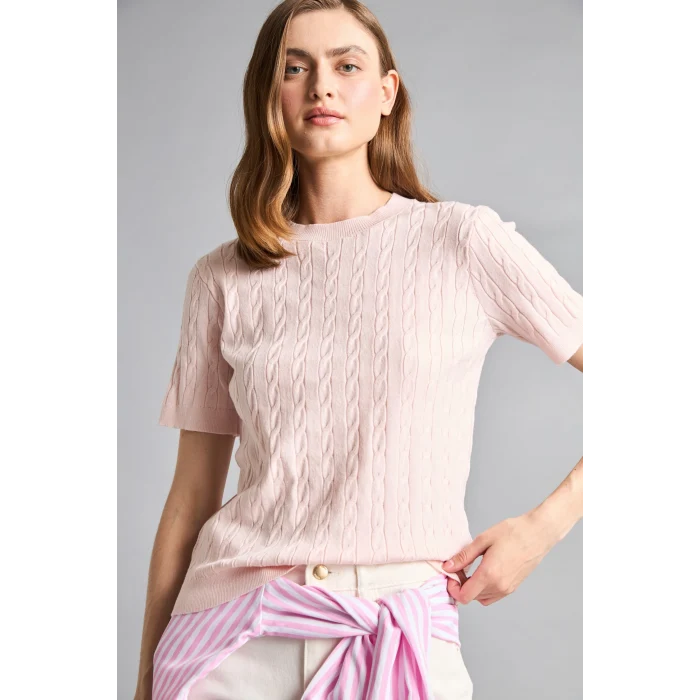 Defacto D3306AXPN423 Pembe Regular Fıt Bisiklet Yaka Açık Pembe Kazak