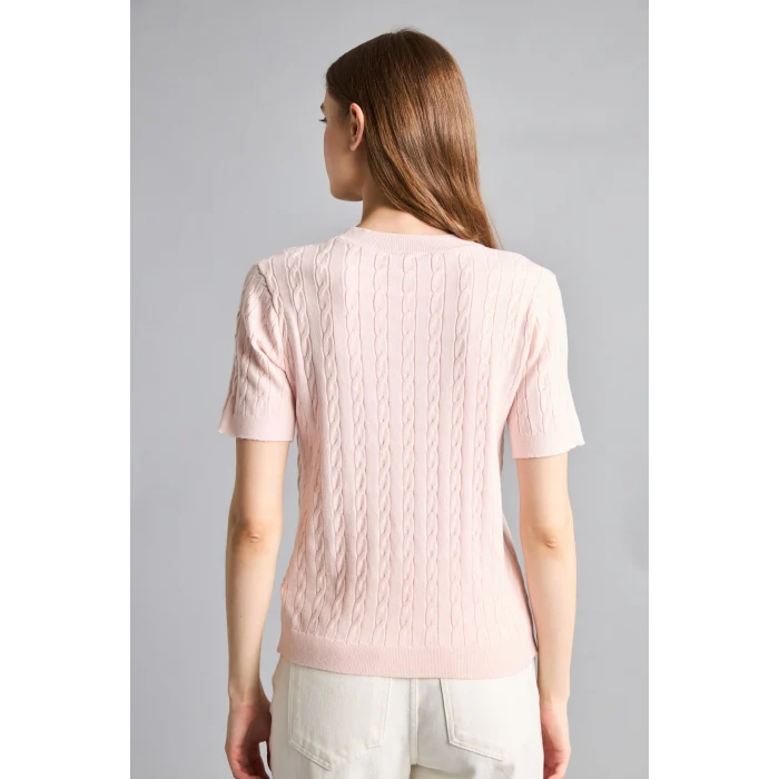 Defacto D3306AXPN423 Pembe Regular Fıt Bisiklet Yaka Açık Pembe Kazak