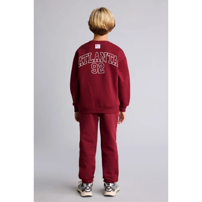 Defacto I6070A8BR248 Bordo Bisiklet Yaka Numara Baskılı İçi Yumuşak Tüylü Kalın Sweatshirt Erkek Çocuk