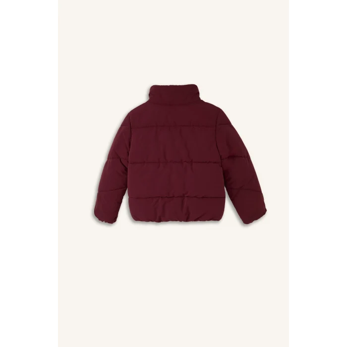 Defacto H8014A8BR170 Bordo Oversize Peluş Yaka İçi Detaylı Kapitone Fermuarlı Şişme Mont Kız Çocuk