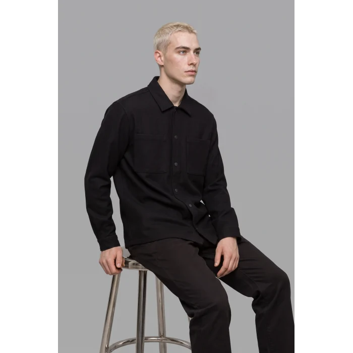 Defacto H6548AXBK81 Siyah Regular Fit Çift Cepli Gömlek Ceket